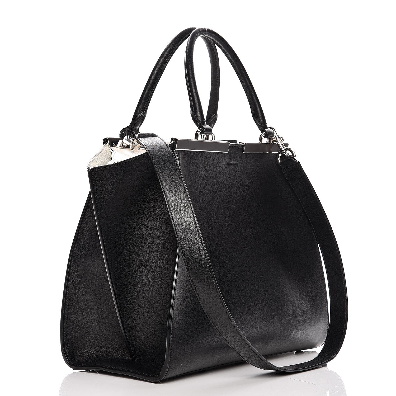 Fendi Vitello Dolce Shiny Nappa Petite 3Jours Tote Black 4 of 9