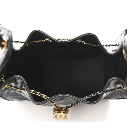 Chanel Shiny Crumpled Calfskin Quilted Small Chanel 25 Handbag Black 5 of 11