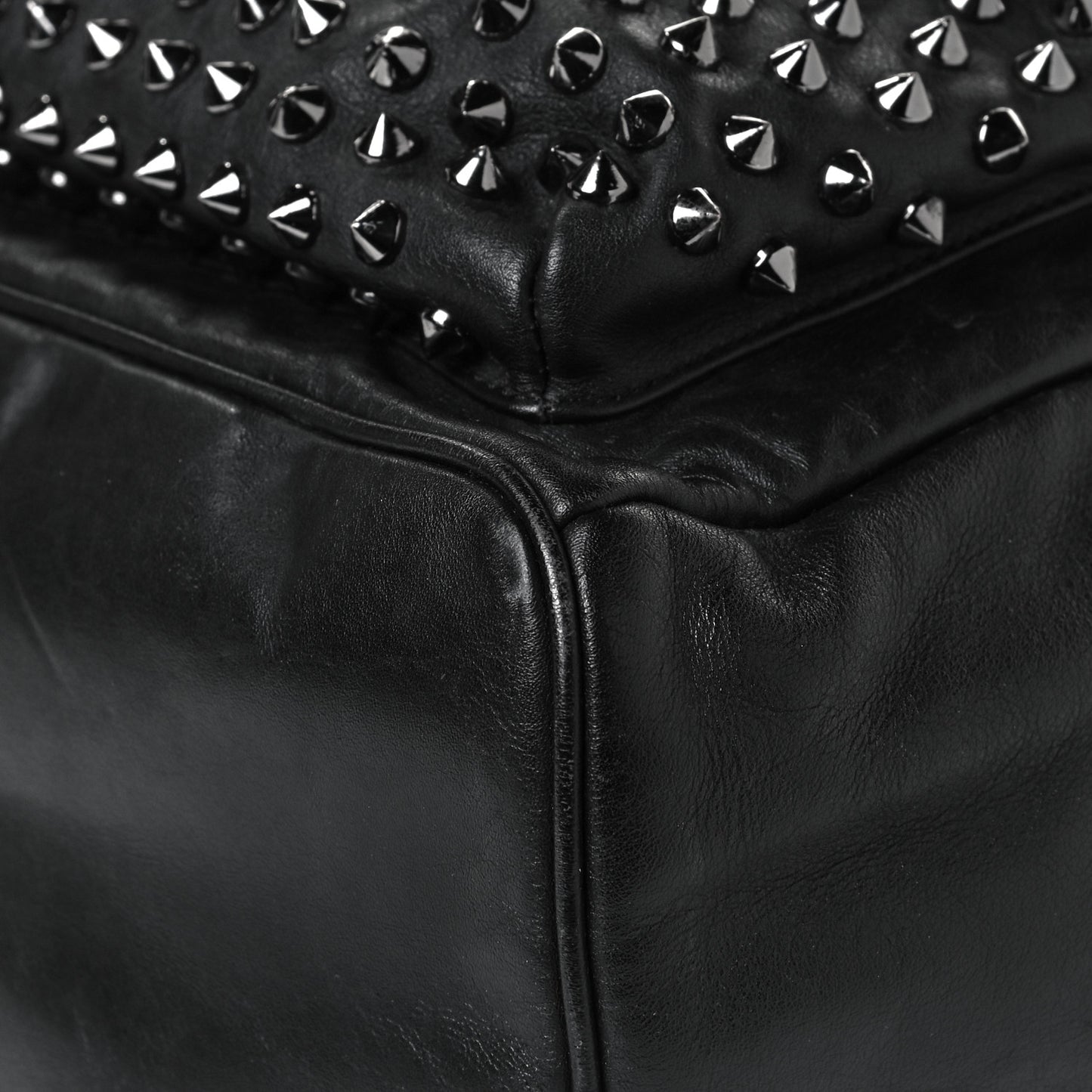 Calfskin Medium Studded Backpack Black
