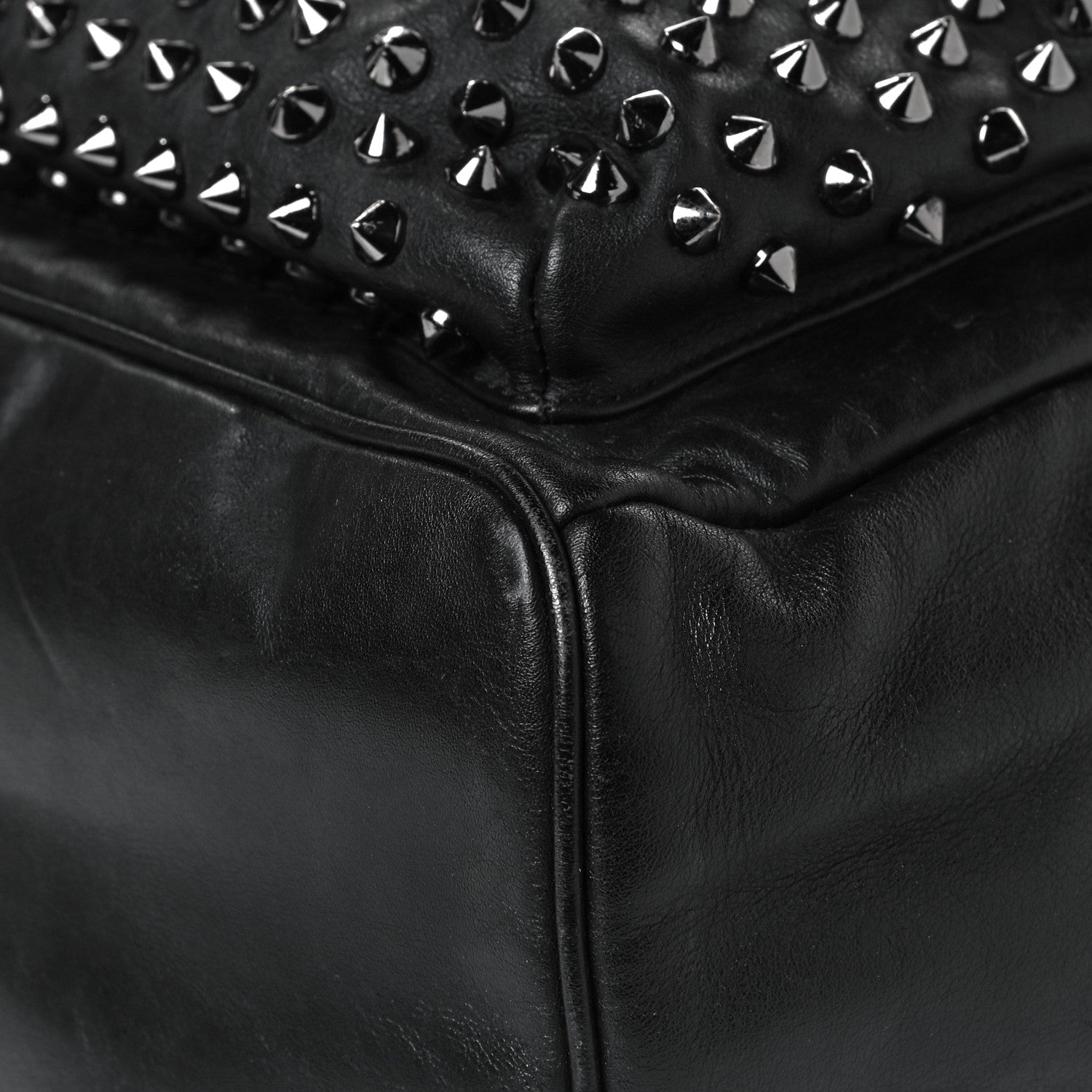 MCM Calfskin Medium Studded Backpack Black 9 of 13