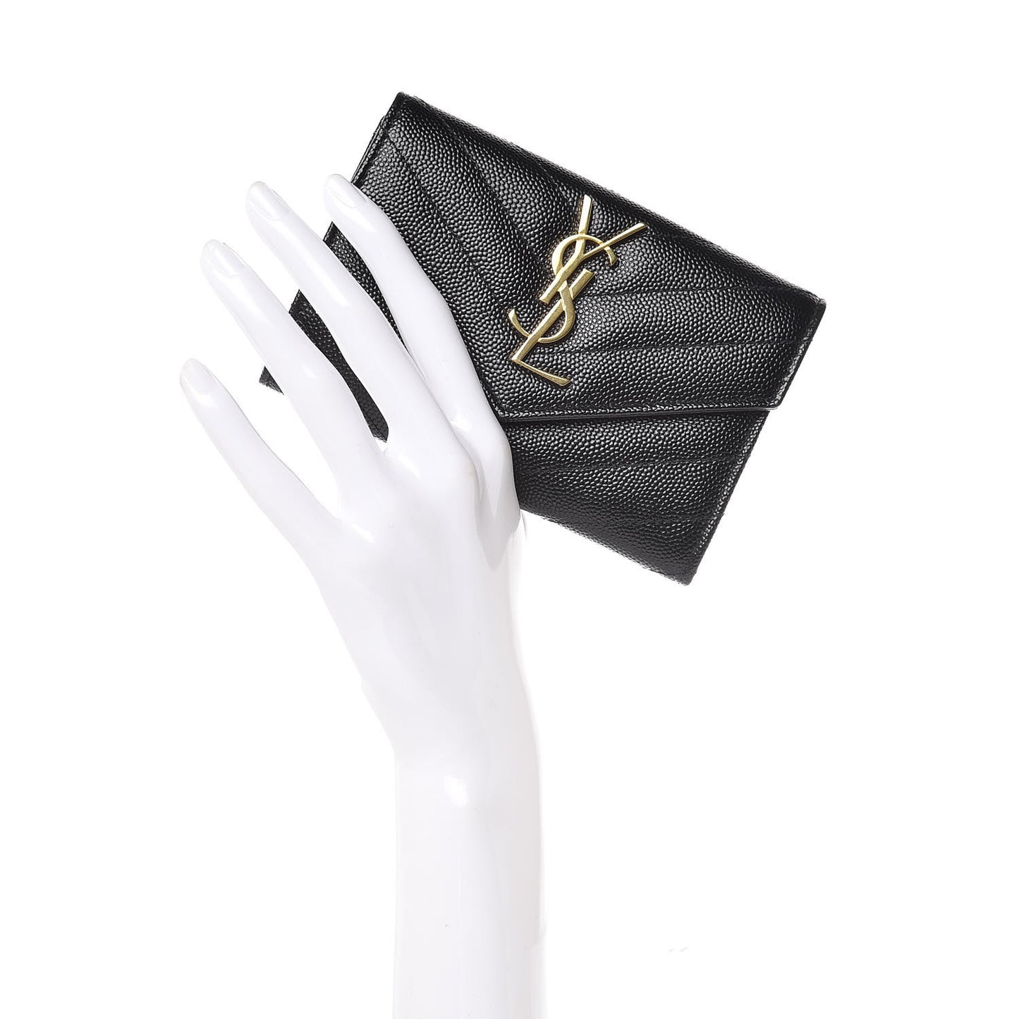 Grain De Poudre Matelasse Chevron Small Monogram Envelope Wallet Black