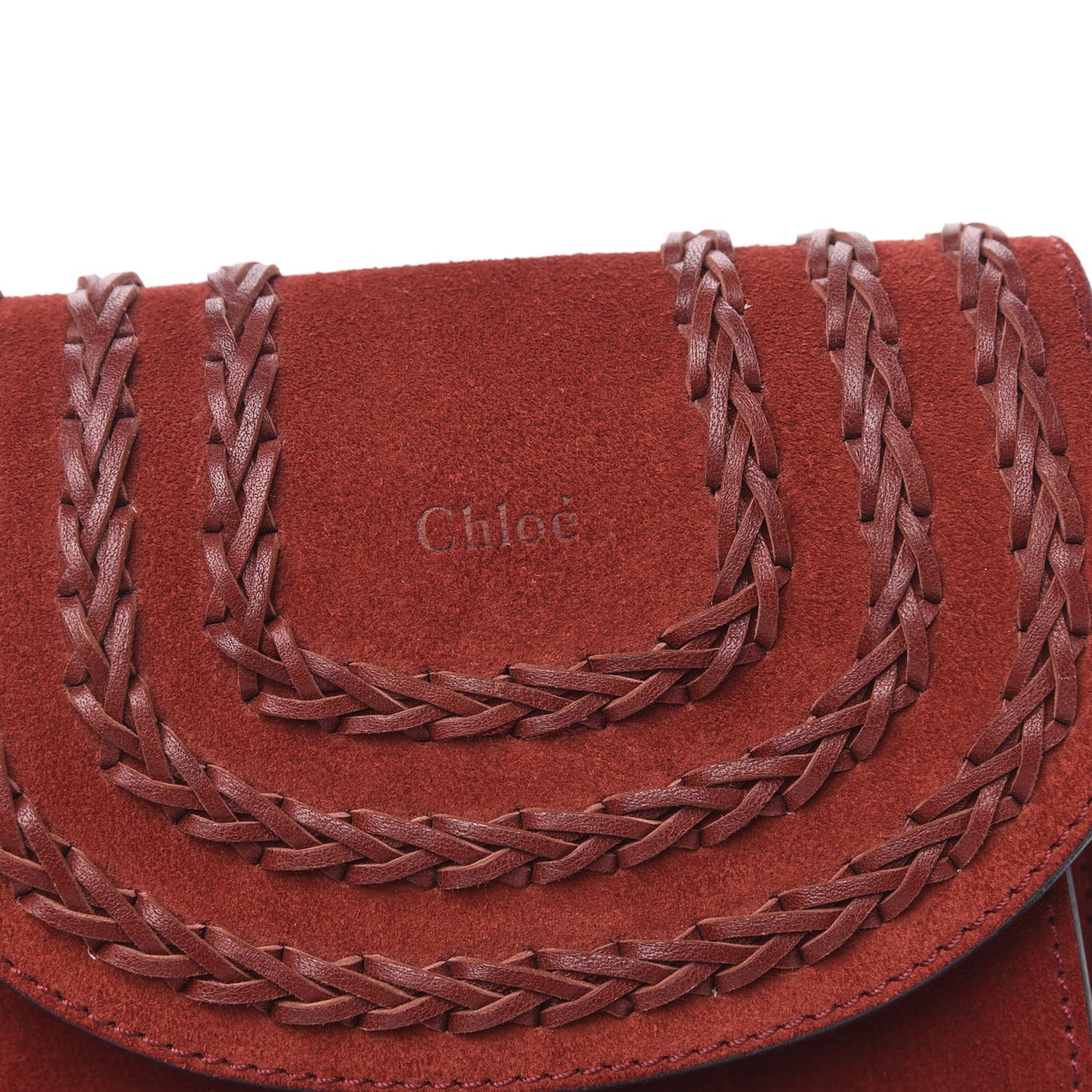 Suede Calfskin Braided Mini Hudson Shoulder Bag Sienna Red