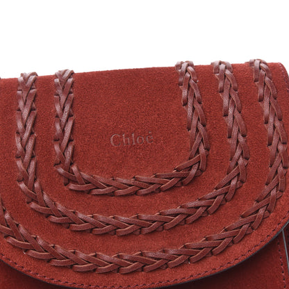 Chloe Suede Calfskin Braided Mini Hudson Shoulder Bag Sienna Red 7 of 9