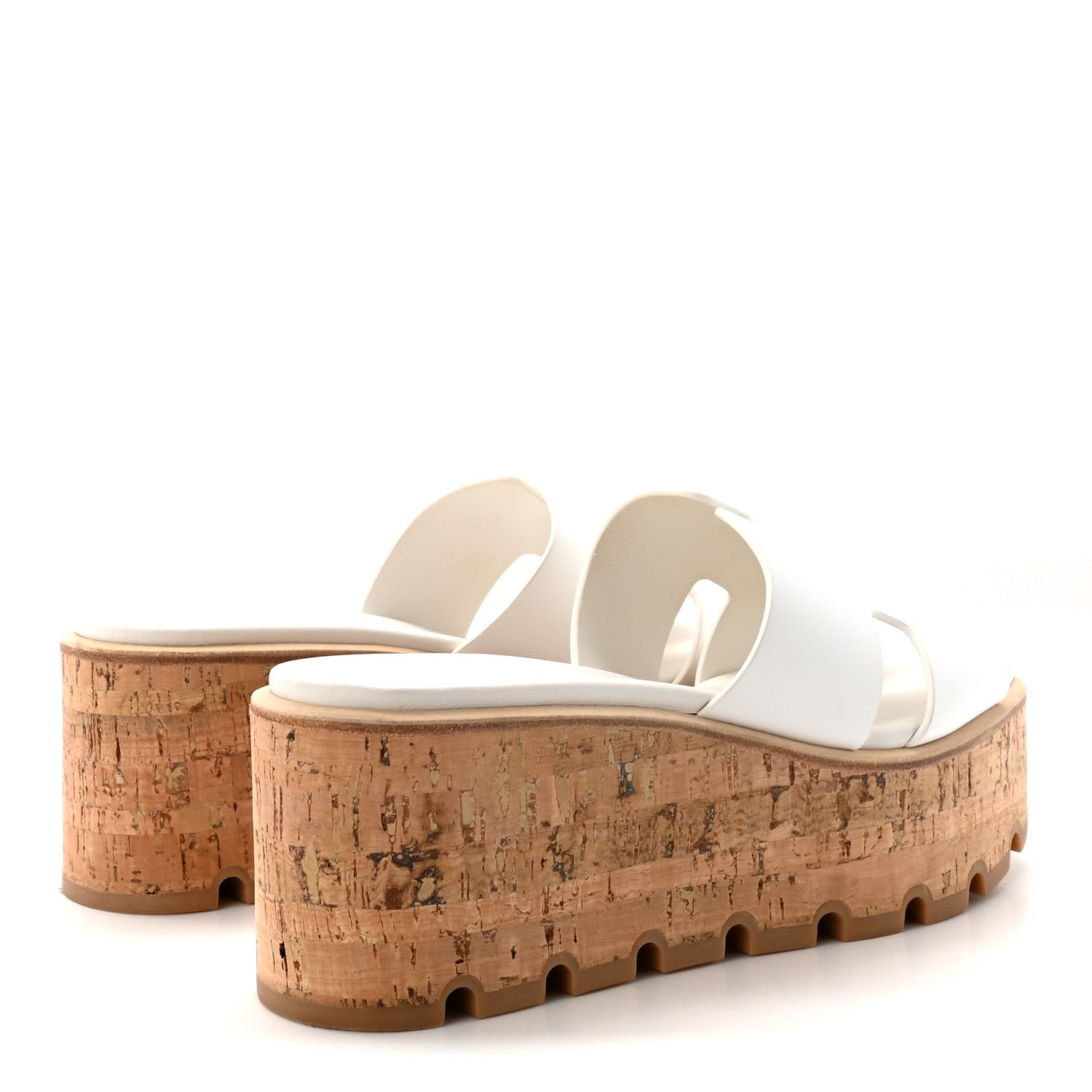 Hermes Calfskin Cork Eze 30 Sandals 37 White 5 of 10