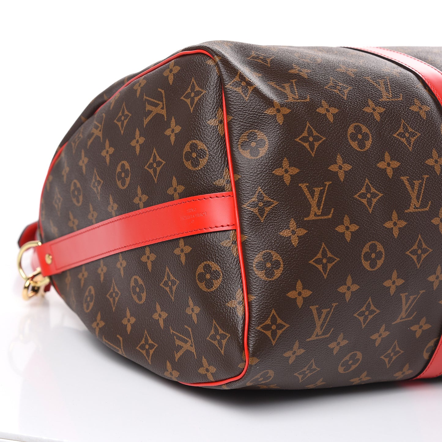 Calfskin Monogram Keepall Bandouliere 50 Coquelicot