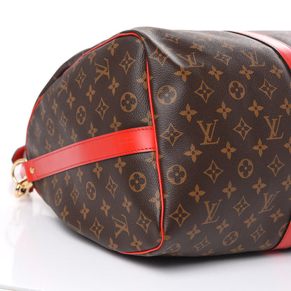 Louis Vuitton Calfskin Monogram Keepall Bandouliere 50 Coquelicot 9 of 10