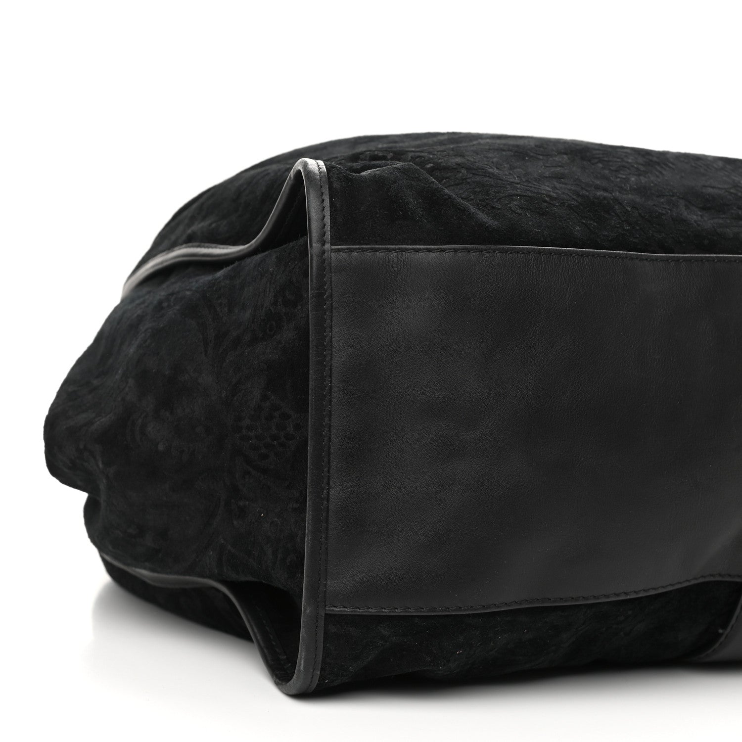 Gucci Nubuck Brocade Large Soft Stirrup Shoulder Bag Black 8 of 12