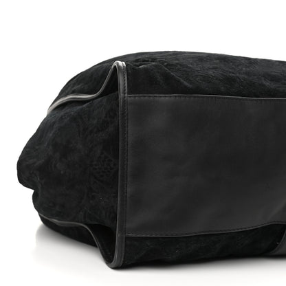 Gucci Nubuck Brocade Large Soft Stirrup Shoulder Bag Black 8 of 12