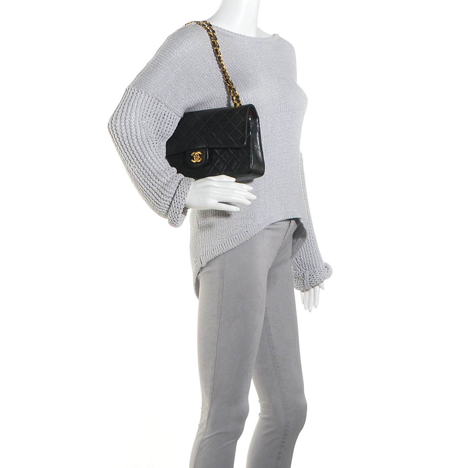 Chanel Lambskin Quilted Medium Double Flap Bag Black 2 of 10