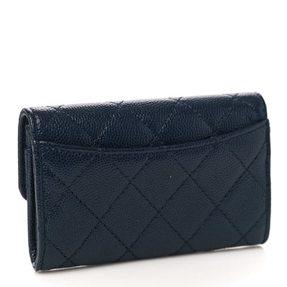 Chanel Caviar Quilted Flap Card Holder Wallet Navy Blue 3 of 12