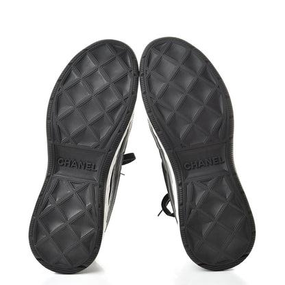 Chanel Fabric Calfskin Suede CC Sneakers 40 Black 6 of 9