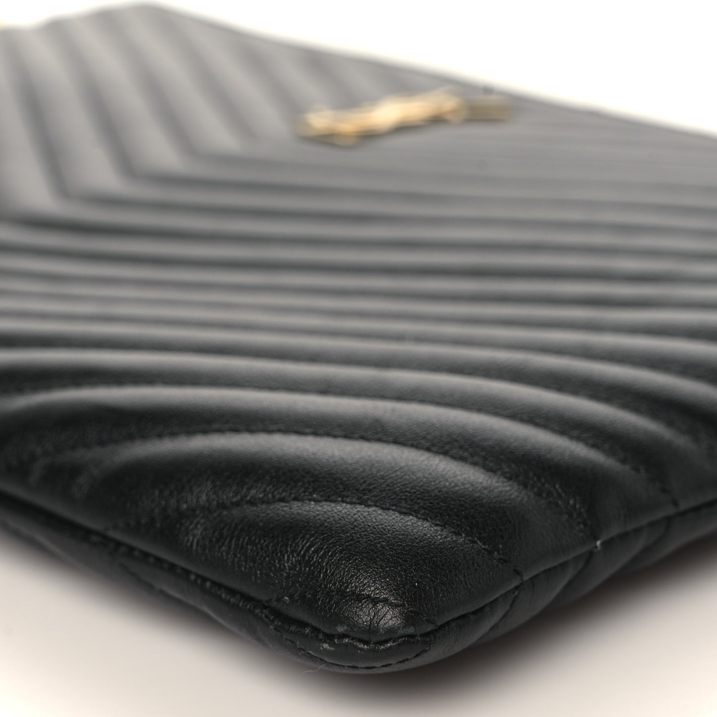 Calfskin Matelasse Chevron Monogram Document Holder Black