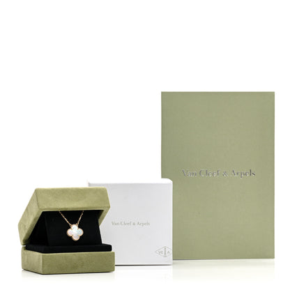 Van Cleef & Arpels 18K Yellow Gold Mother of Pearl Vintage Alhambra Pendant Necklace 6 of 6