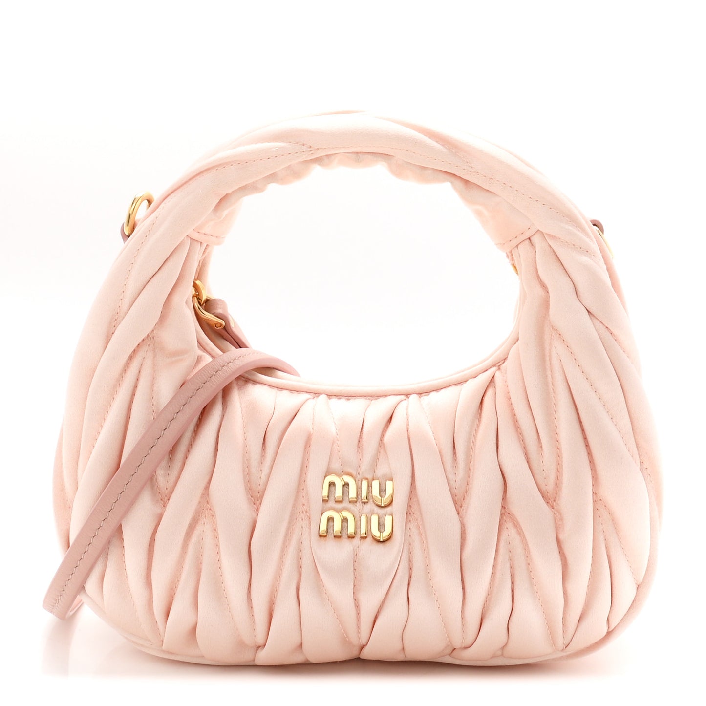 Satin Matelasse Mini Wander Hobo Alabaster Pink