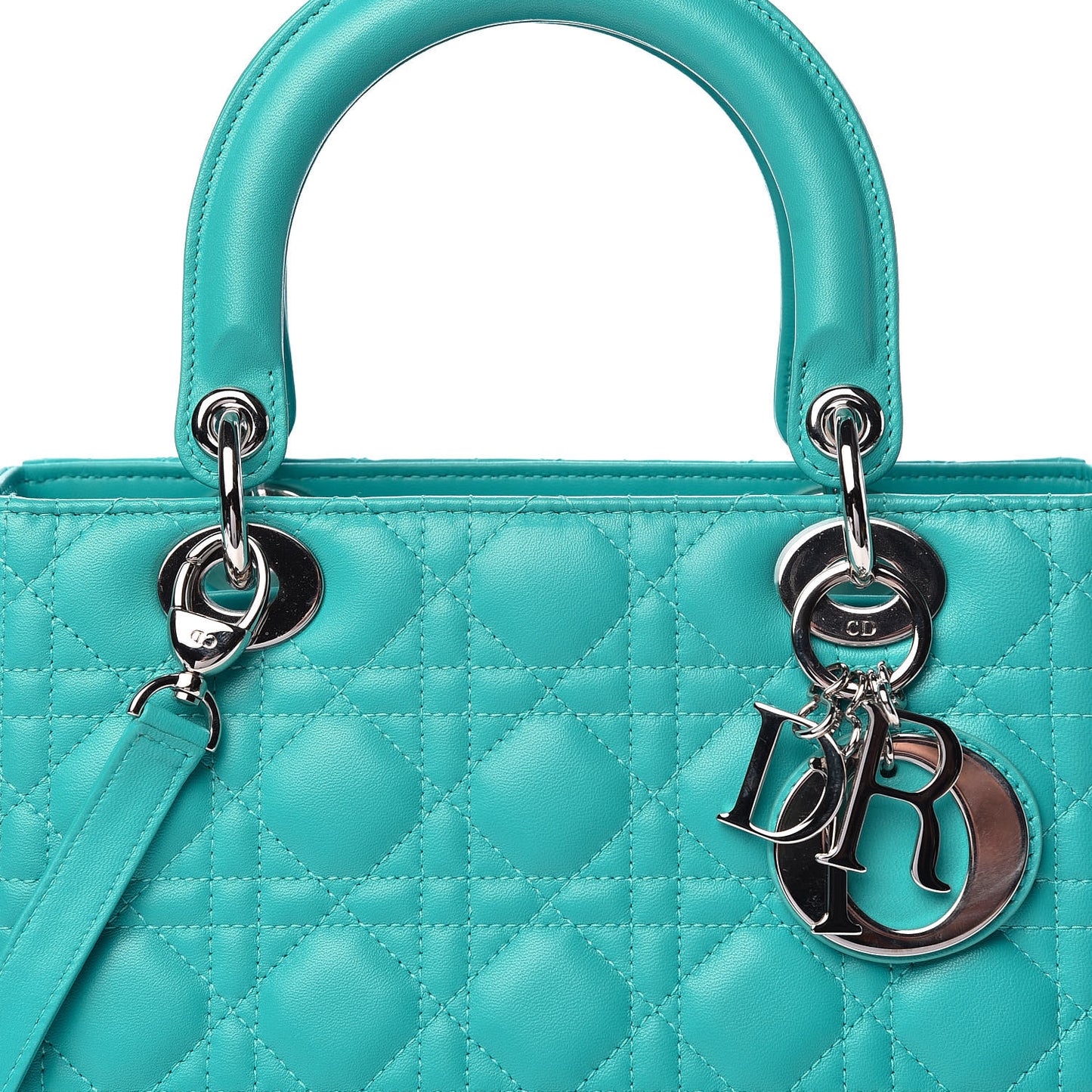 Lambskin Cannage Medium Lady Dior Turquoise