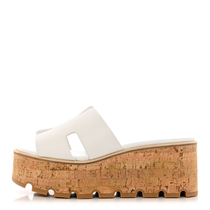 Hermes Calfskin Cork Eze 30 Sandals 35 White 1 of 9