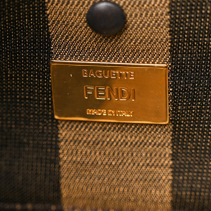 Fendi Fabric Jacquard Raffia Straw Pequin Gingham Woven Baguette Beige Black Natural 6 of 10