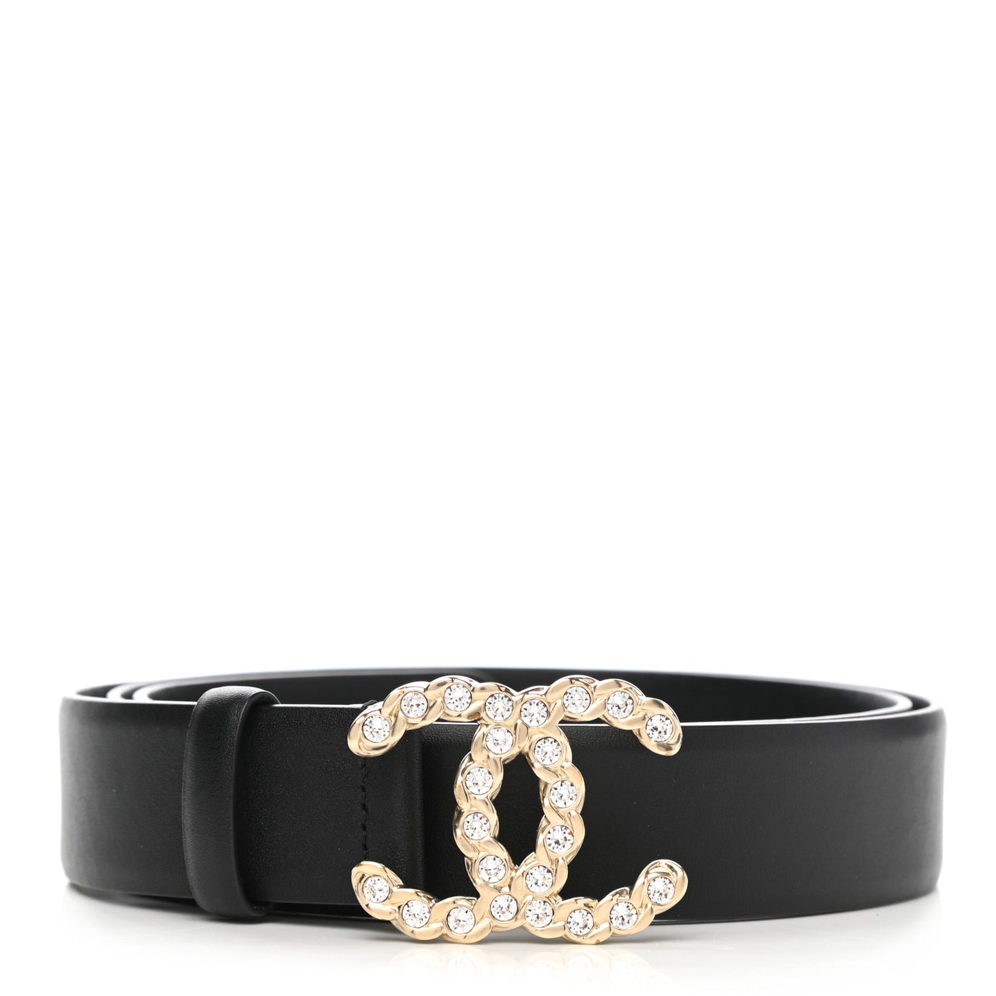 Calfskin Crystal Pearls Coronation CC Belt 95 38 Black