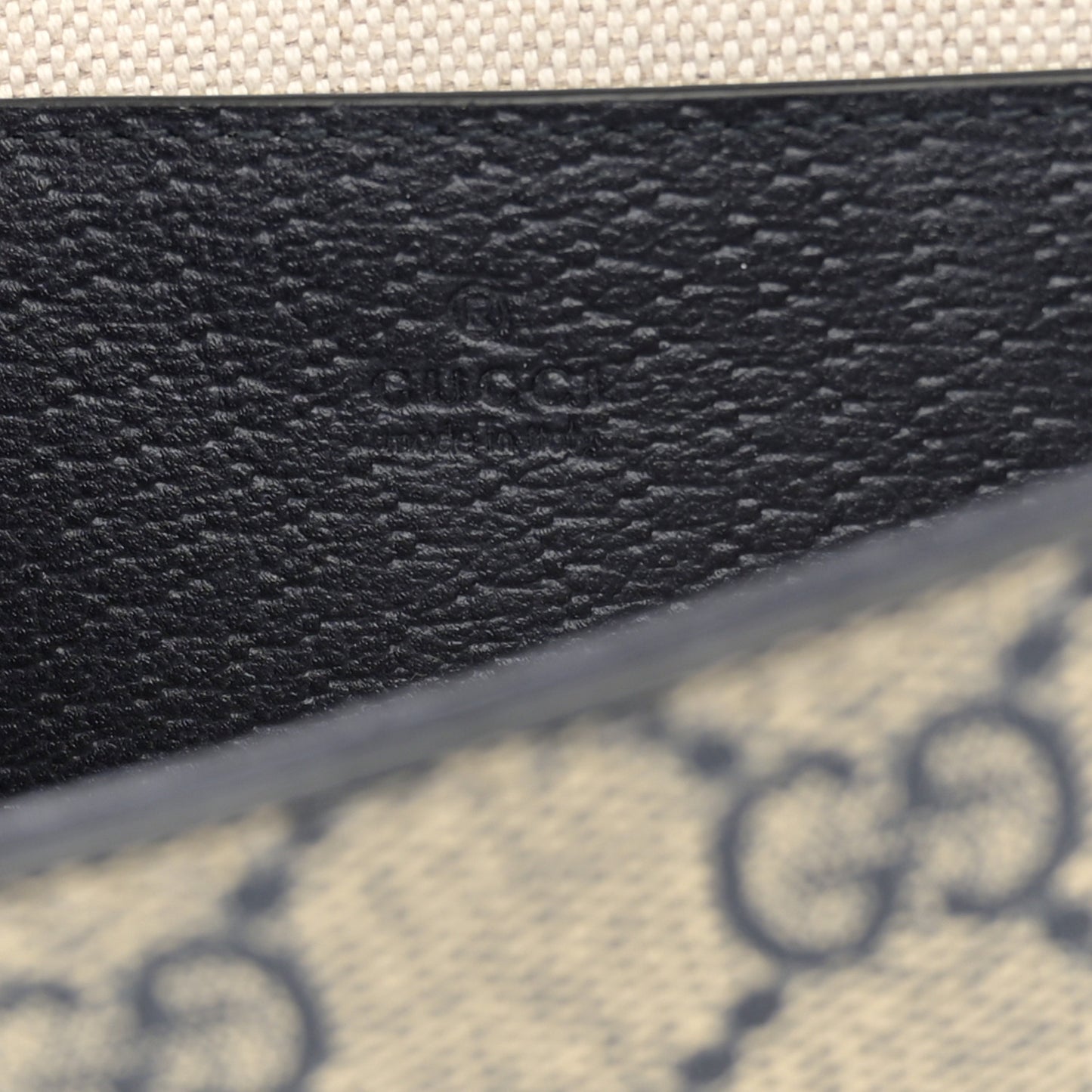 GG Supreme Monogram Textured Dollar Calfskin Web Mini Ophidia Envelope Shoulder Bag Beige Blue