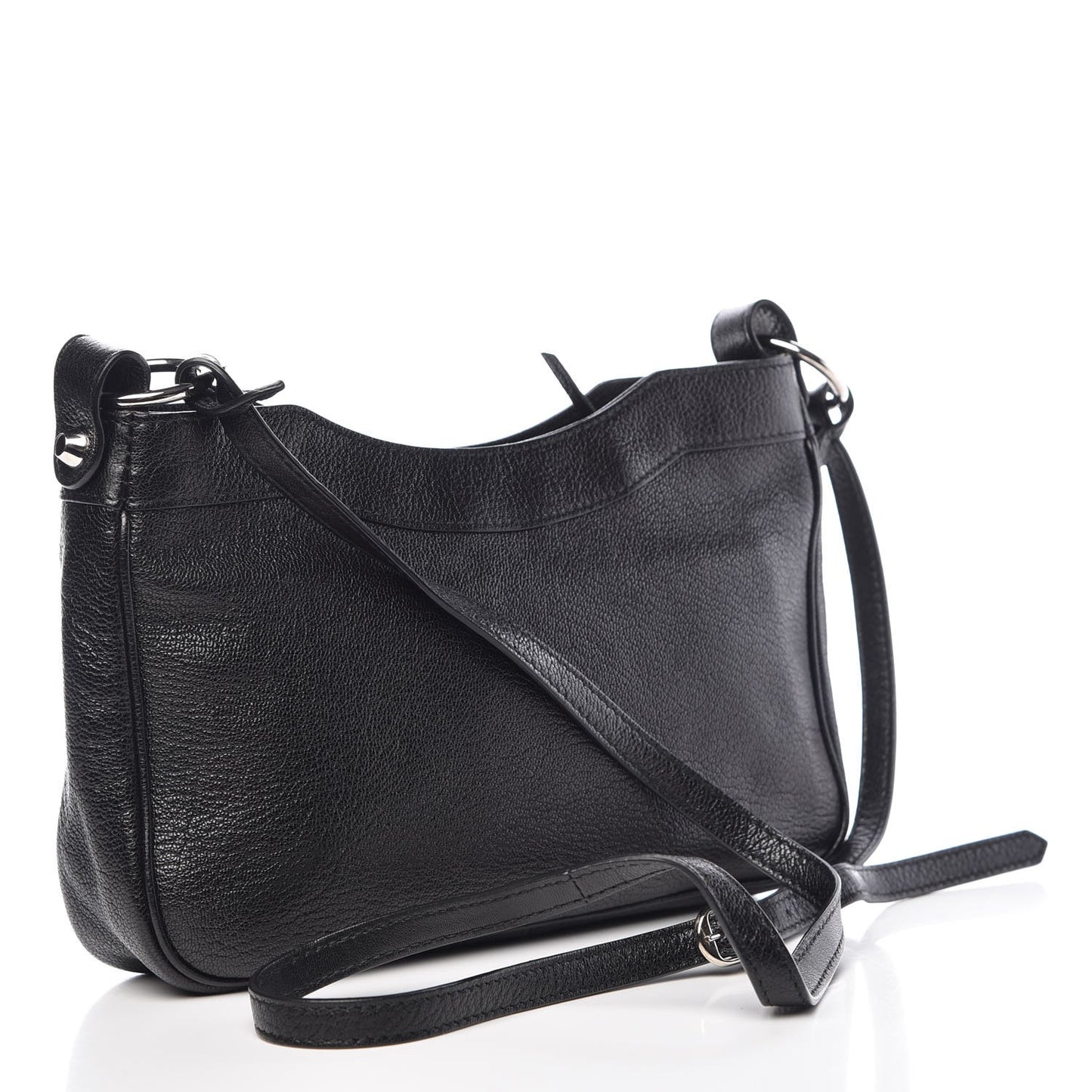 Chevre Silver Metallic Edge Hardware Hip Black