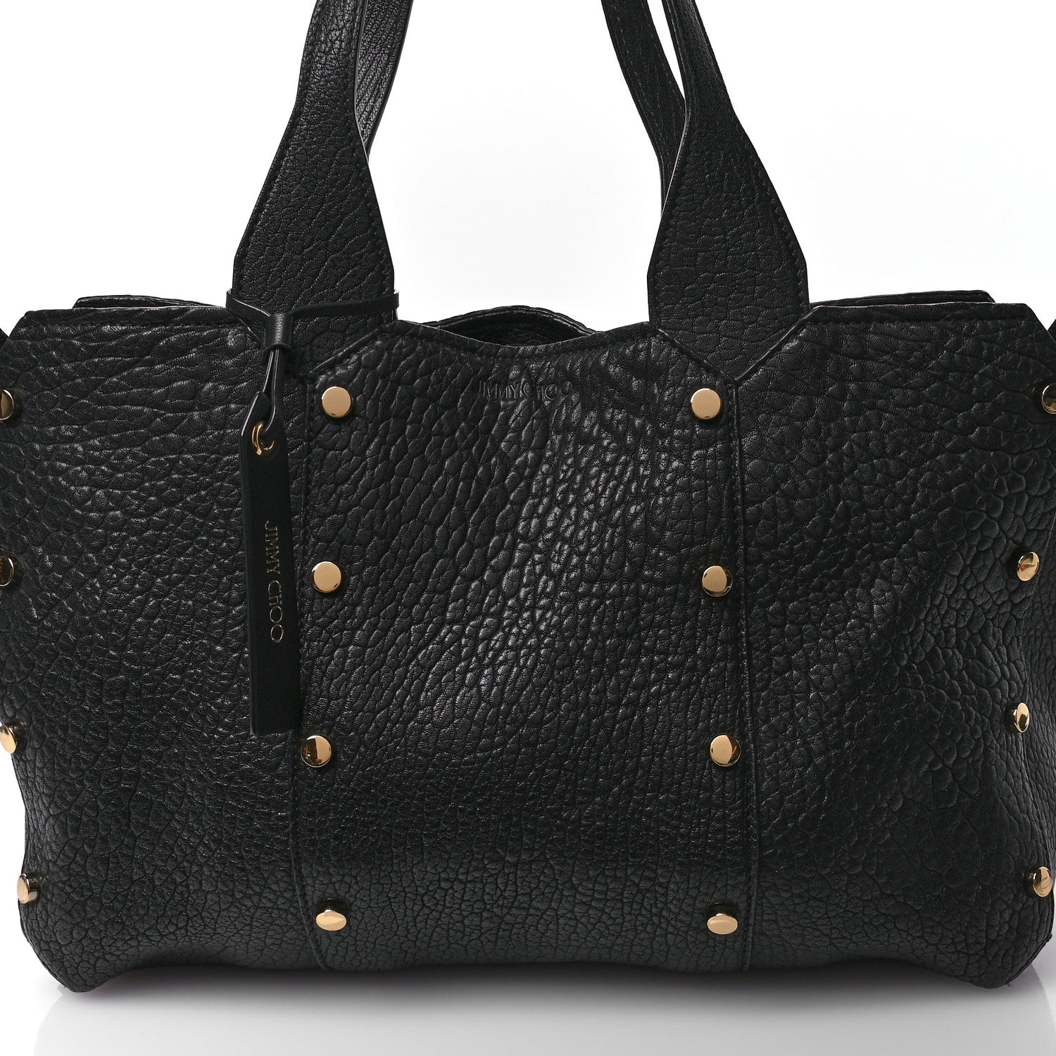 Jimmy Choo Grained Calfskin Studded Lockett Shopper Tote Black 7 of 9