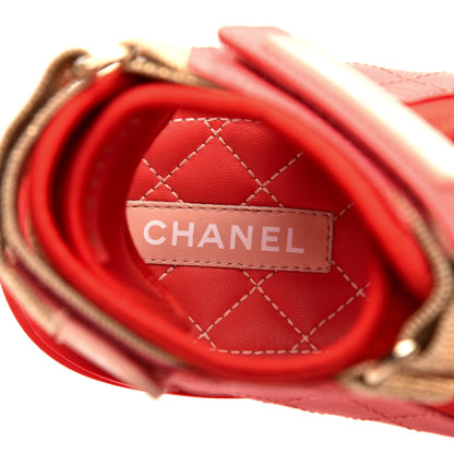 Chanel Goatskin Fabric Gladiator Sandals 37.5 Dark Red Light Pink 7 of 9