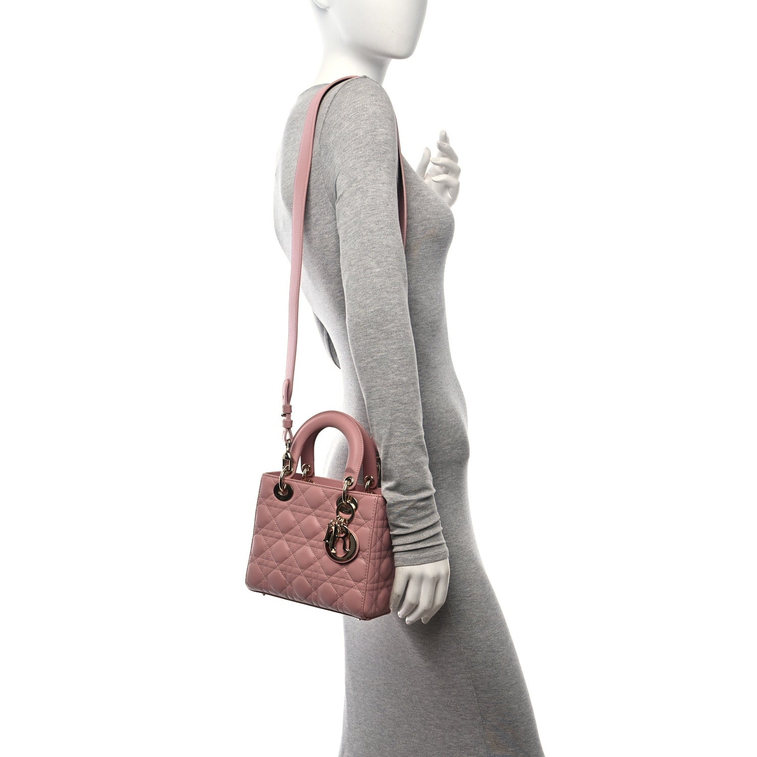 Christian Dior Lambskin Cannage Small My ABCDior Lady Dior Pink 2 of 12