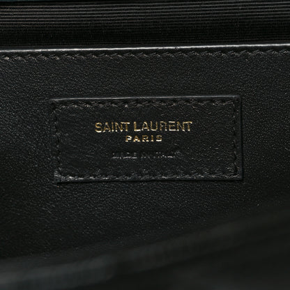 Saint Laurent Grain De Poudre Textured Mixed Matelasse Triquilt Medium Monogram Satchel Dark Smog 6 of 11