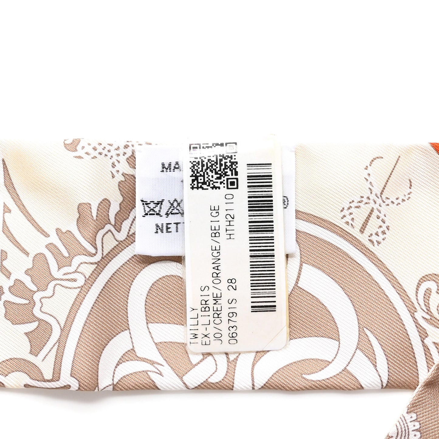 Silk Ex-Libris Twilly Creme Orange Beige