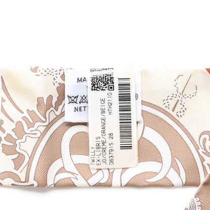 Hermes Silk Ex-Libris Twilly Creme Orange Beige 4 of 4