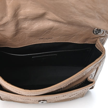 Saint Laurent Crinkled Calfskin Matelasse Monogram Baby Niki Chain Satchel Light Taupe 4 of 5