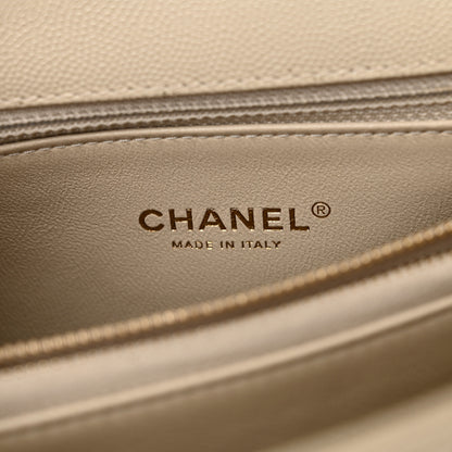 Chanel Caviar Lizard Chevron Quilted Small Coco Handle Flap Ivory 6 of 10