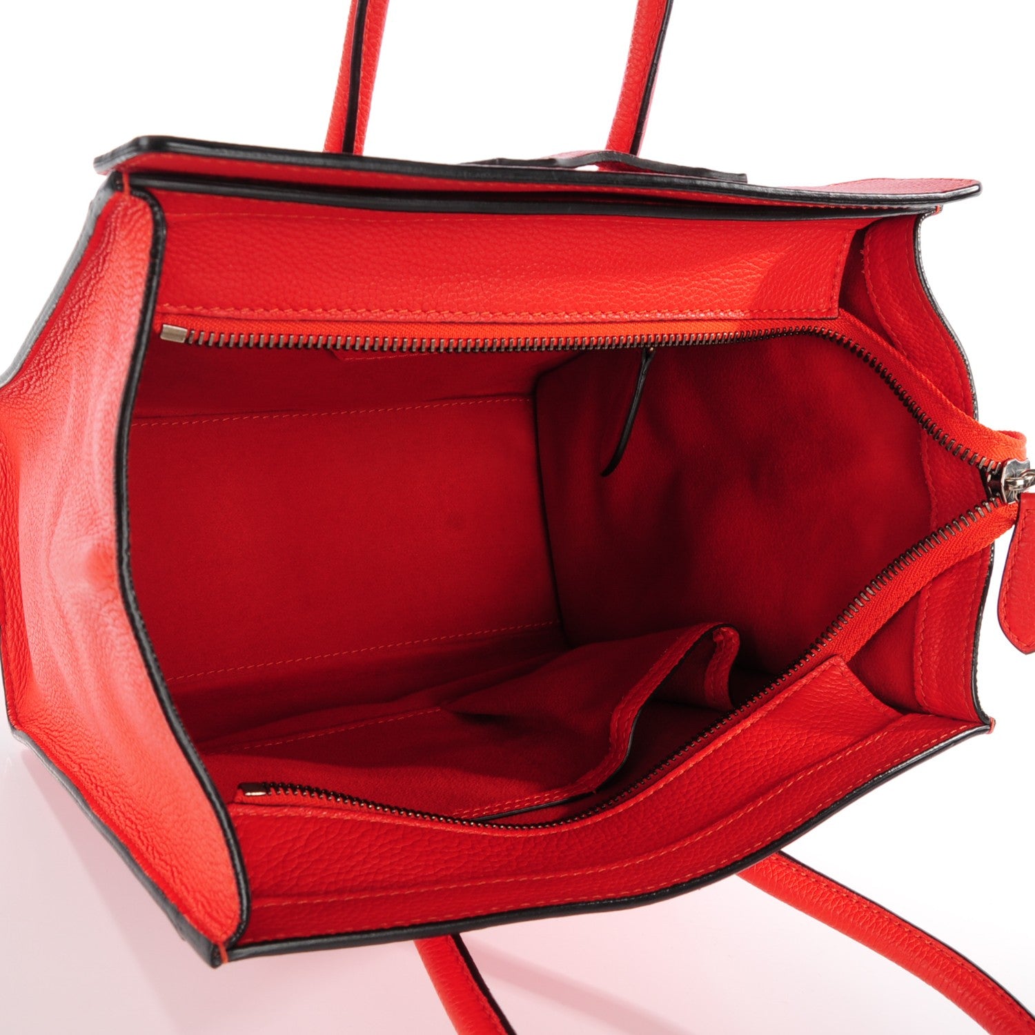 Celine Drummed Calfskin Micro Luggage Vermillion 5 of 8