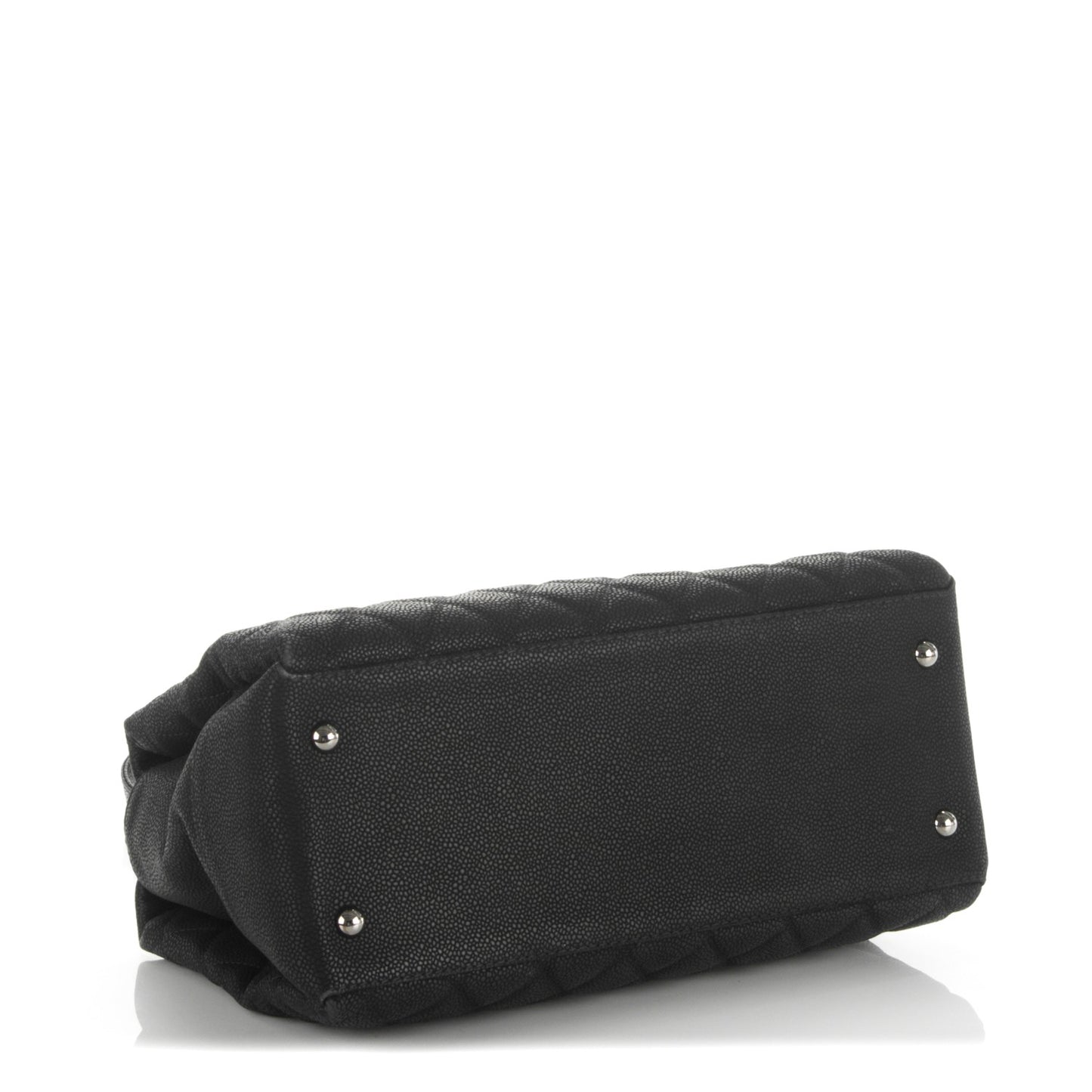 Iridescent Caviar Quilted Lady Pearly Tote Black