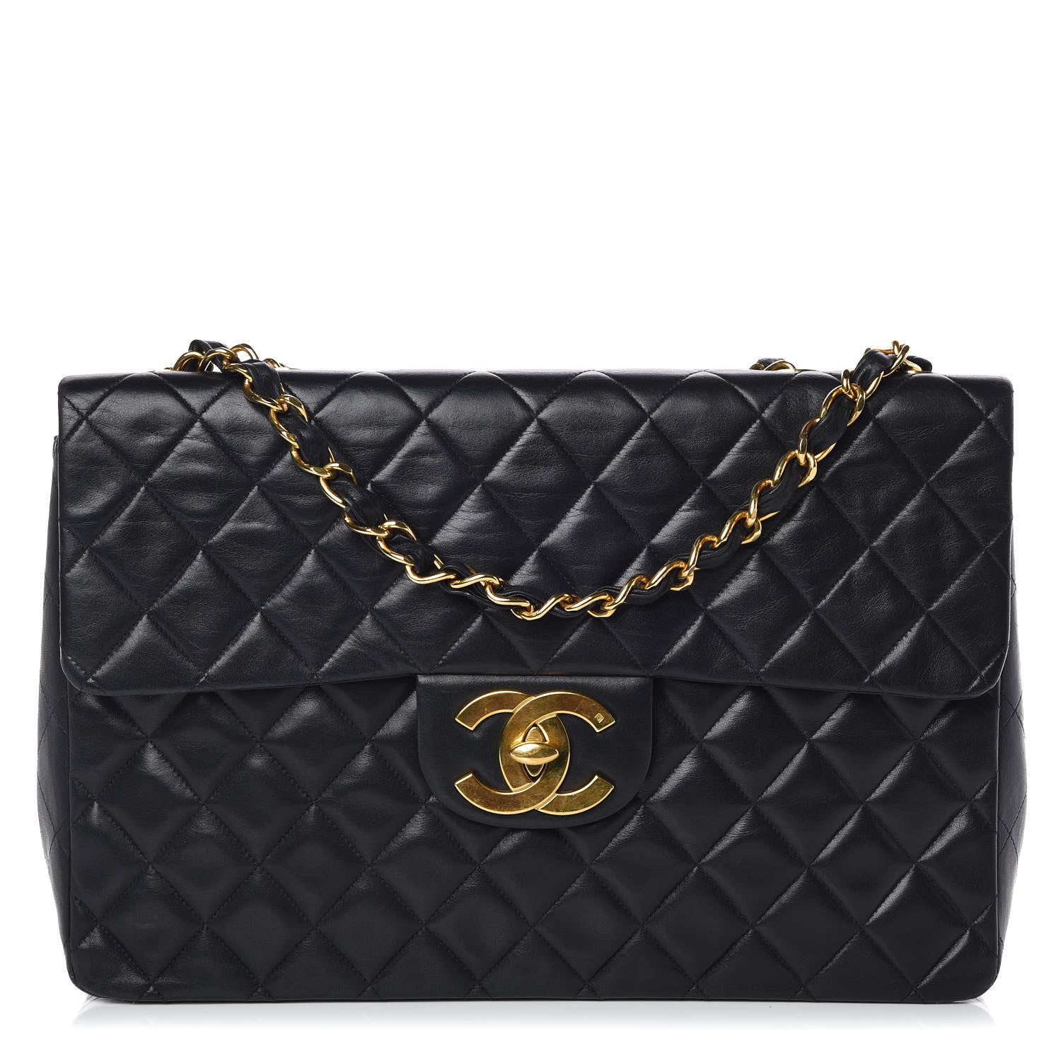 Chanel Lambskin Quilted XL Jumbo Single Flap Black 1 of 12