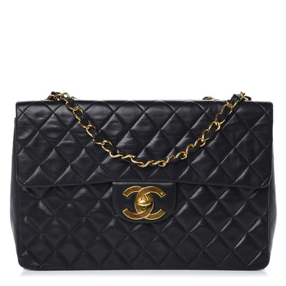 Chanel Lambskin Quilted XL Jumbo Single Flap Black 1 of 12