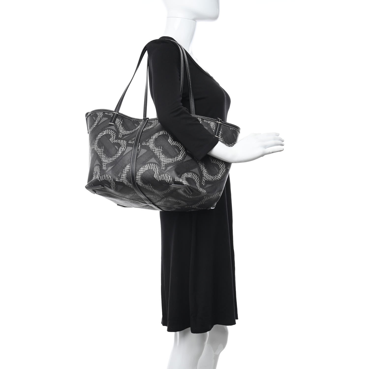 Burberry E Canvas Calfskin Summer Tote Graphite 2 of 13