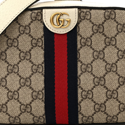 Gucci GG Supreme Monogram Textured Calfskin Web Small Ophidia Camera Bag Beige Ebony Mystic White 8 of 12
