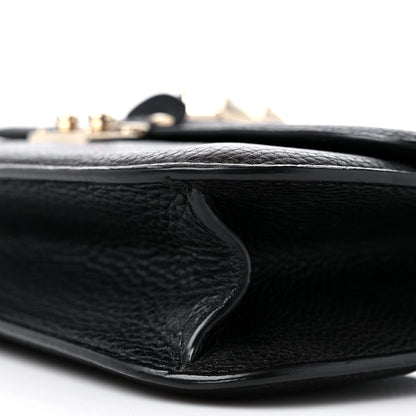 Valentino Garavani Pebbled Calfskin Medium Glam Lock Rockstud Flap Black 8 of 10