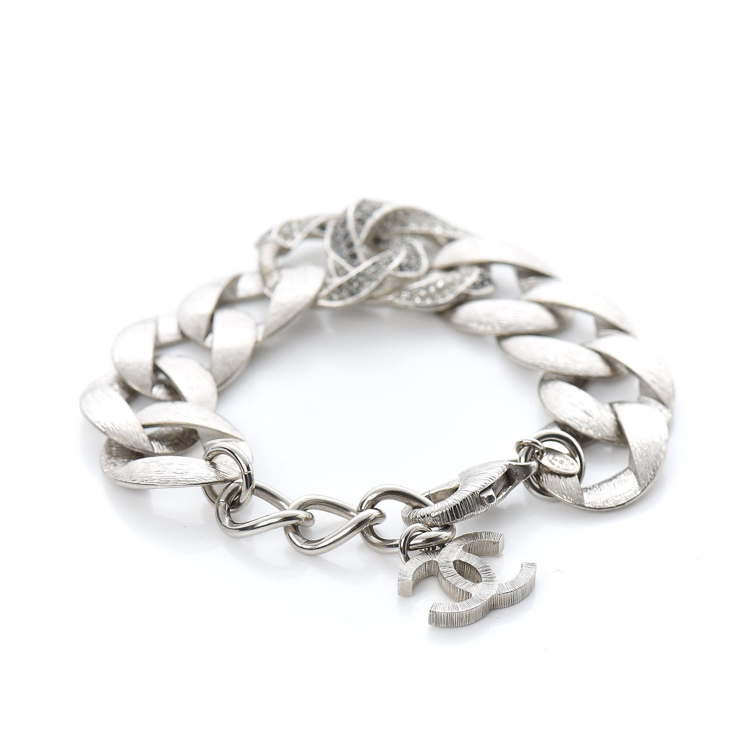 Chanel Crystal CC Chain Link Bracelet Grey 3 of 6