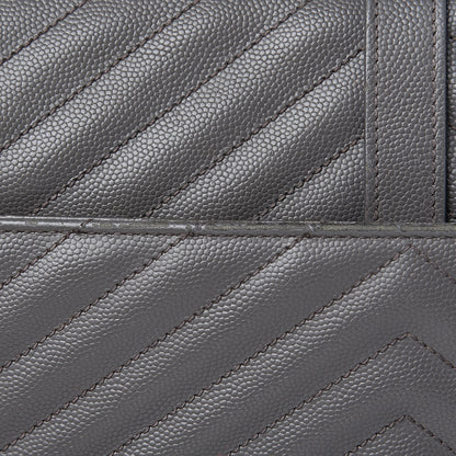 Saint Laurent Grain De Poudre Matelasse Chevron Large Monogram Satchel Earth 12 of 18