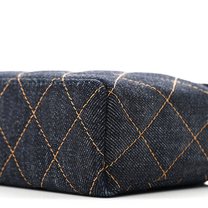 Chanel Denim Quilted Top Handle Slim Vanity Case With Chain Dark Blue Orange 10 of 11