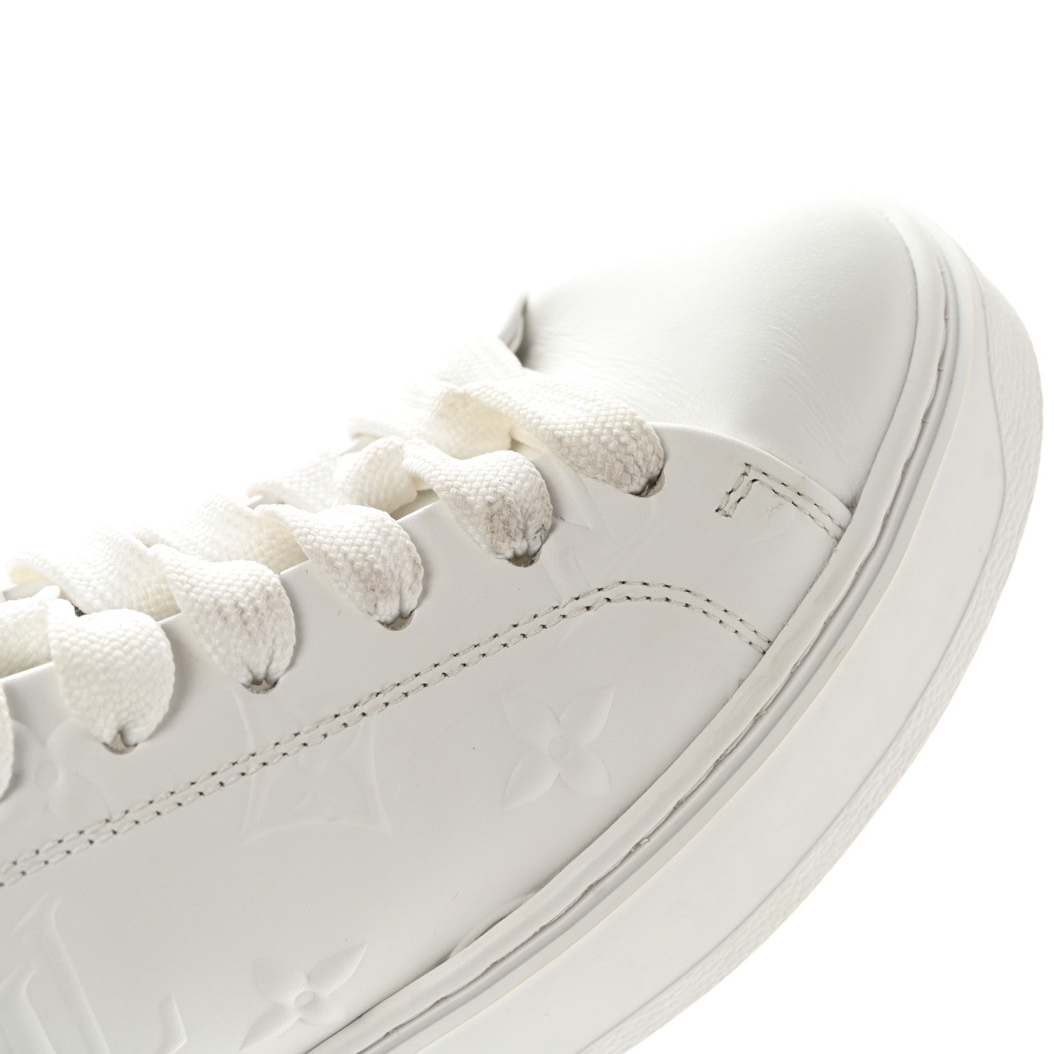 Louis Vuitton Lambskin Embossed Monogram Time Out Sneakers 36 White 9 of 11