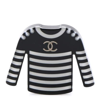 Chanel Resin Sweater CC Brooch Black White 1 of 5