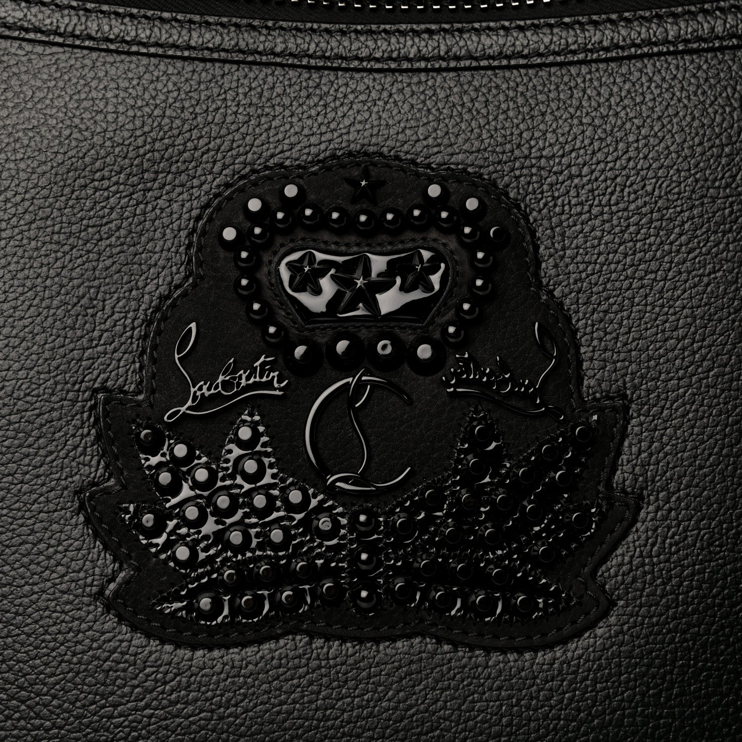 Christian Louboutin Grained Calfskin Studded Tote Black 10 of 17