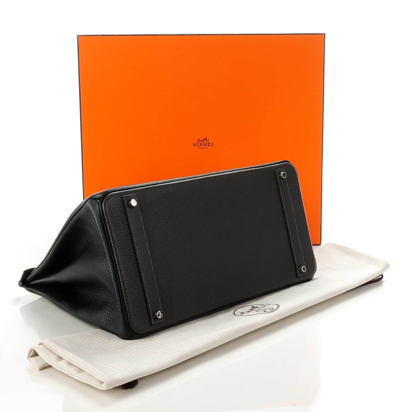 Taurillon Clemence Horseshoe Birkin 40 Black Graphite