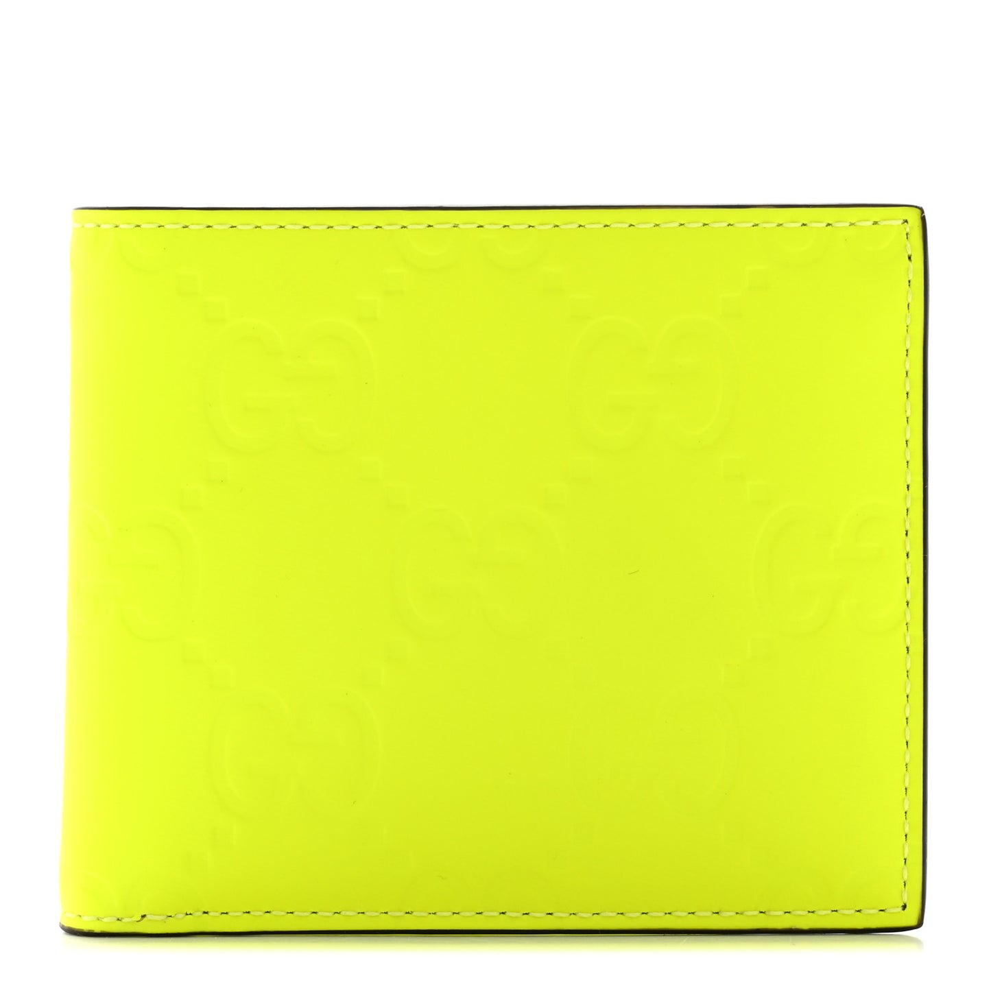 Rubber Effect GG Embossed Bi-Fold Wallet Fluorescent Yellow