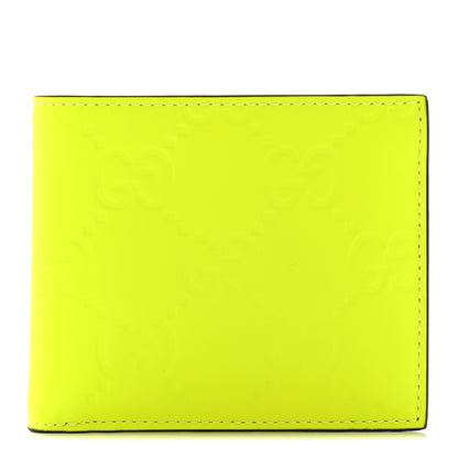 Gucci Rubber Effect GG Embossed Bi-Fold Wallet Fluorescent Yellow 1 of 8