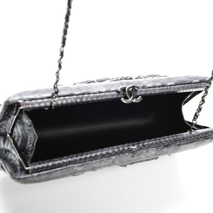 Chanel Python Chain Clutch Dark Silver 5 of 8