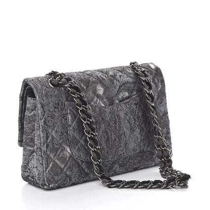 Chanel Metallic Brocade Quilted Medium Double Flap Dark Grey 3 of 15